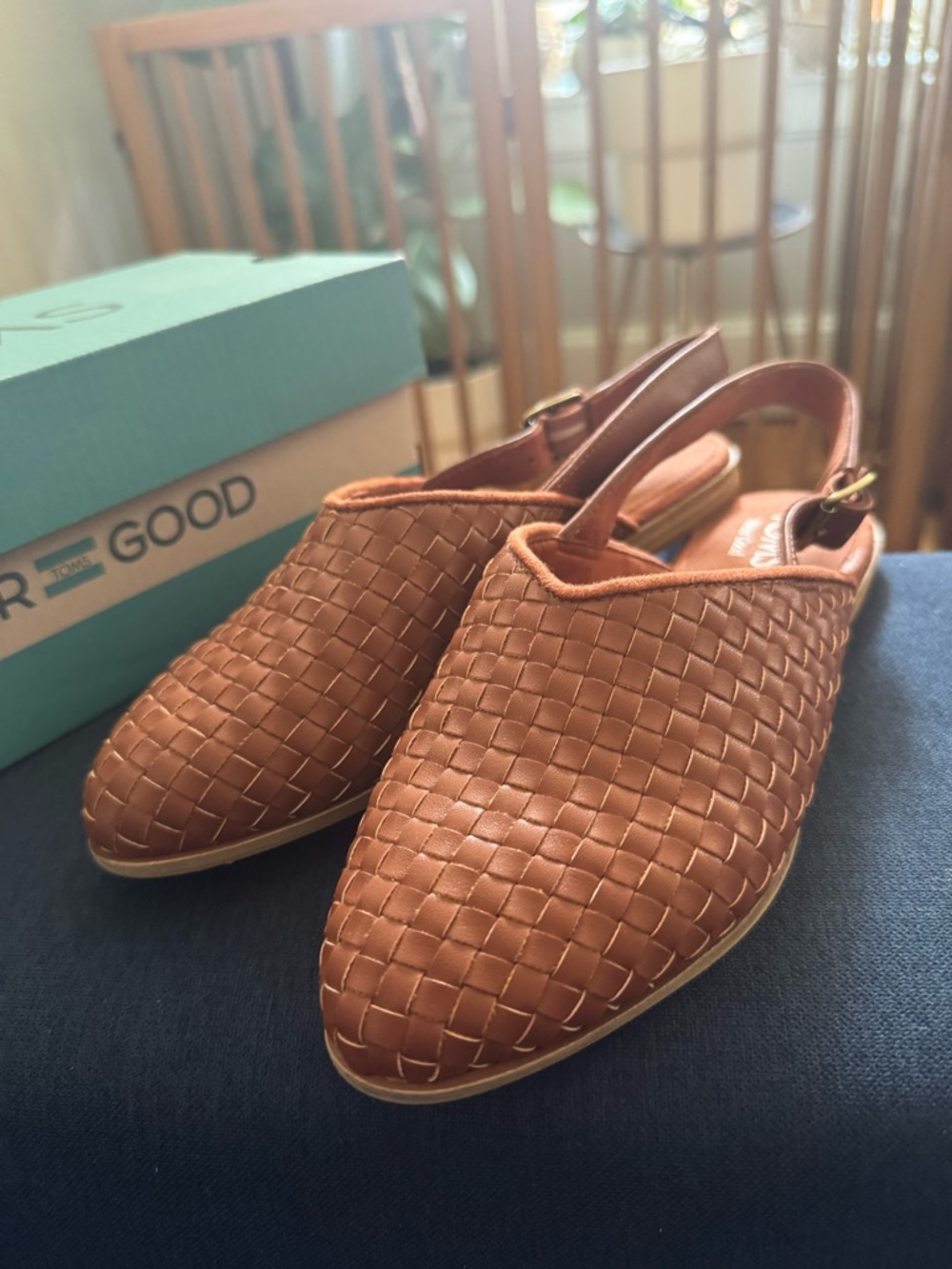 Toms Woven Slingback Flats - Brown